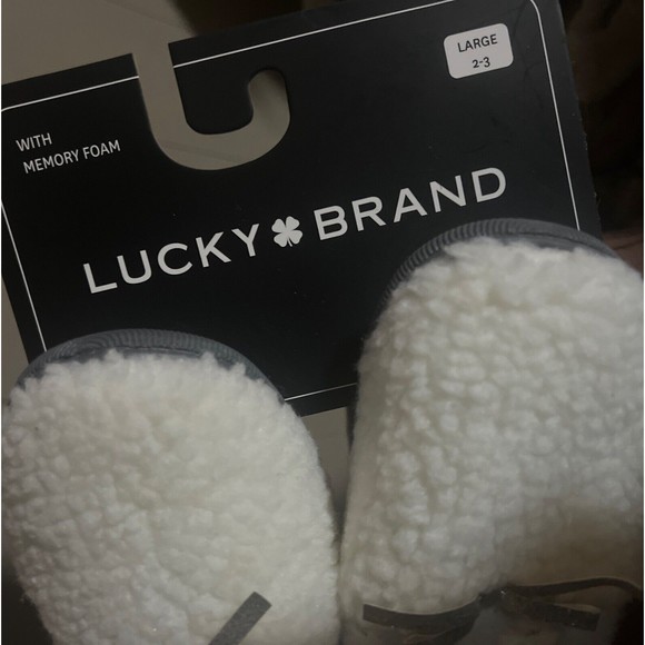 Lucky Brand Girls Floral Collar Bow Sherpa Clog Fuzzy Slippers, Sz Large 2-3 New - Picture 8 of 9